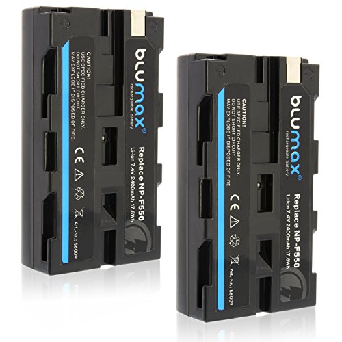 Blumax 2X NP-F550 Akku kompatibel mit Sony NP-F970 NP-F960 NP-F750 (2400mAh Li-Ion 7,4V 17,8Wh)