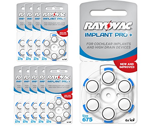 Rayovac Implant Pro+ Hörgerätebatterien, 60 Stück