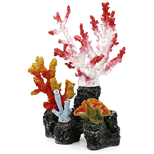 Avejjbaey Polyresin-Korallenornamente, Aquarium-Dekoration, 22,6 x 10,9 x 27,7 cm, künstliche Koralle, Dekoration für Aquarien, Korallendekoration, groß, klein