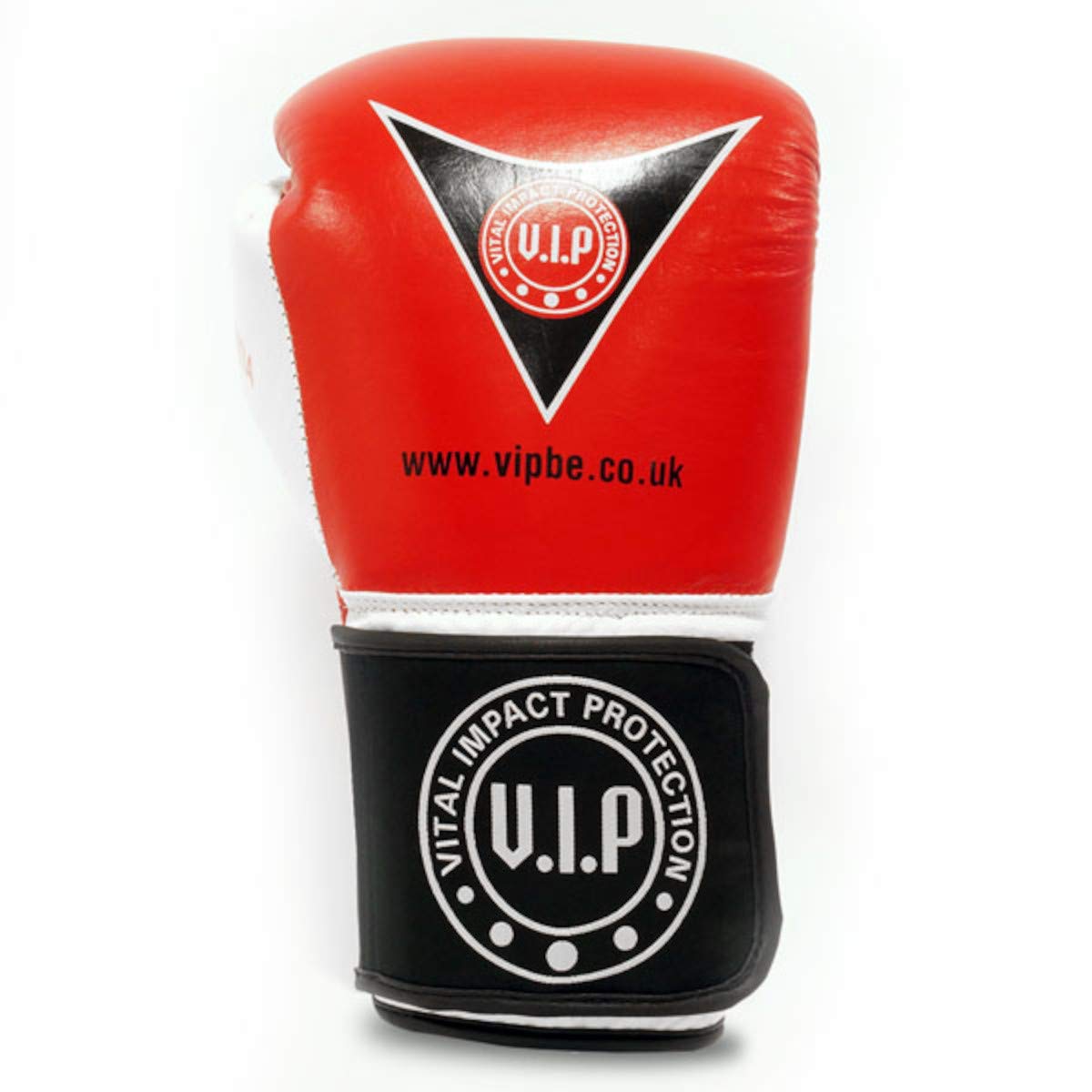 VIP Vital Impact Protection Potengtia Leder-Boxhandschuhe, MMA, Kampfsport, Fitness, Mittelklasse, Sparring, Handschuhe, rot/weiß, 400 g