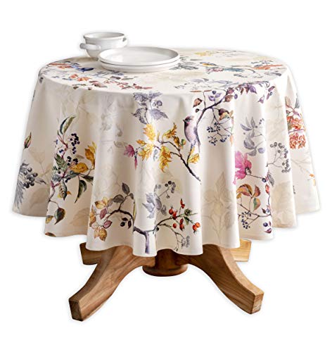 Maison d' Hermine Equinoxe Tischdecke aus 100 % Baumwolle, für Küche, Esszimmer, Tischdekoration, Partys, Hochzeiten, Beige (rund, 170 cm Durchmesser)