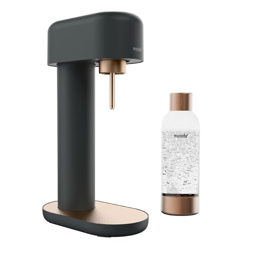 Mysoda: Ruby 2 Wassersprudler aus Aluminium (ohne CO2-Zylinder) mit 1L Premium Wasserflasche - Schwarz-Kupfer