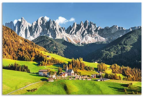ARTland Wandbild Alu Verbundplatte für Innen & Outdoor Bild 30x20 cm Alpen Berge Landschaft Italien Berge Gebirge Urlaub Santa Maddalena U1TF