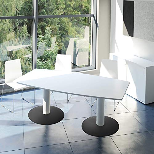 Optima Konferenztisch Bootsform 180x100 cm Besprechungstisch Weiß Tisch Esstisch Küchentisch