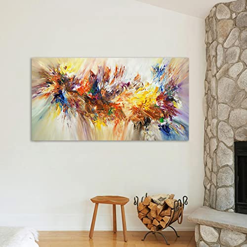 Große abstrakte Kunst Malerei bunte Blüte Blume Poster Leinwand Gemälde Wohnzimmer Home Wandkunst dekorative Bilder 70 x 140 cm (28 x 55 Zoll) mit Rahmen