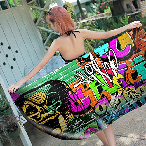 Groß Strandtücher Badetücher Wasseraufnahme Schnelltrocknend Mikrofaser XL XXL Farbe Graffiti Thema Handtuch Kind Junge Leute Mann Decke (Farbe2,70x150cm)