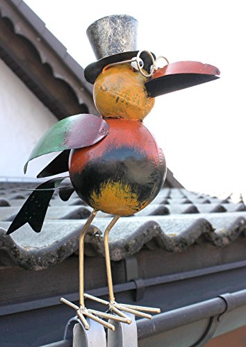 Rabe für die Dachrinne 30 cm Bunt Vogel aus Metall 2344 Dachschmuck Gartendeko