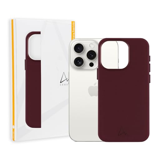 ARMOR Leder Magnetische Hülle für iPhone 15 Pro Max (Bordeaux Rot)