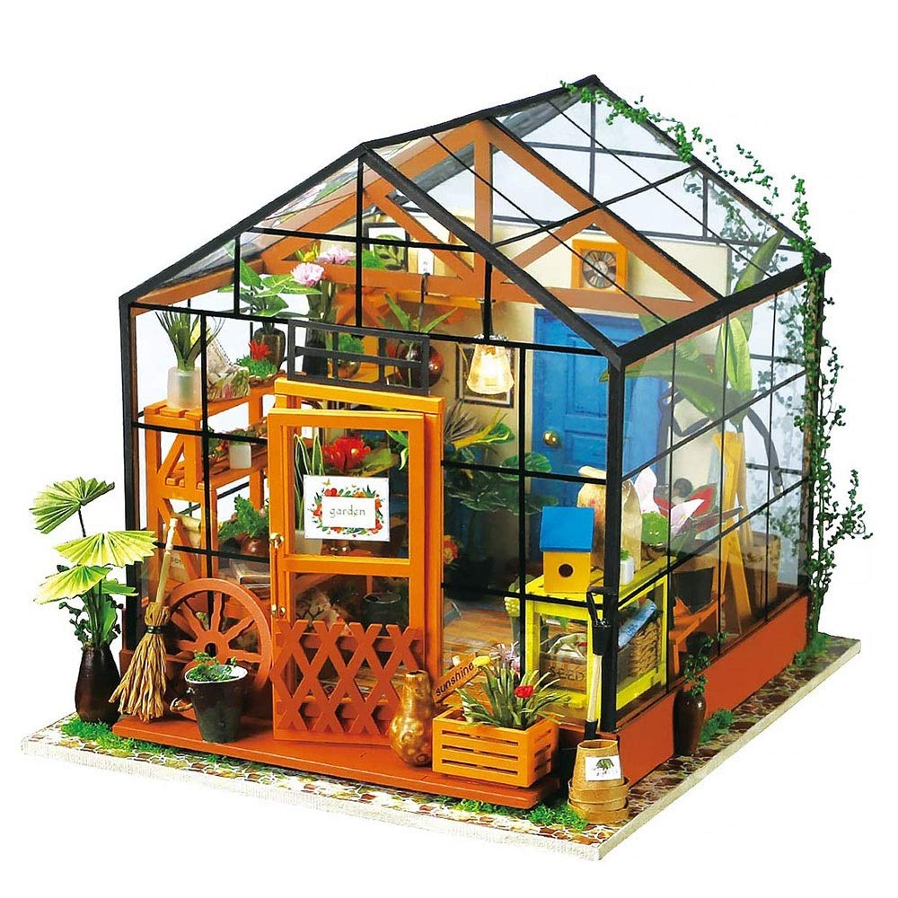 Cathys Flower House DIY 3D Holz Miniatur-Puppenhaus im Eigenbau Crafting Kit mit realen LED-Leuchten, Spaß Educational Hobby-Projekt for Kinder STEM (14+) und Erwachsene