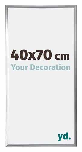 yd. Your Decoration - Bilderrahmen 40x70 cm - Bilderrahmen von Kunststoff mit Sicherheitsglas - Ausgezeichneter Qualität - Antireflex - Silber - Annecy,