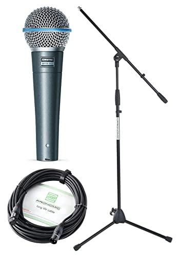 Shure Beta 58A Mikrofon Set - Supernierencharakteristik - Übertragungsbereich: 50-16.000 Hz - Optimierter Übertragungsbereich für exzellente Gesangsqualität - Set inklusive Kabel und Stativ