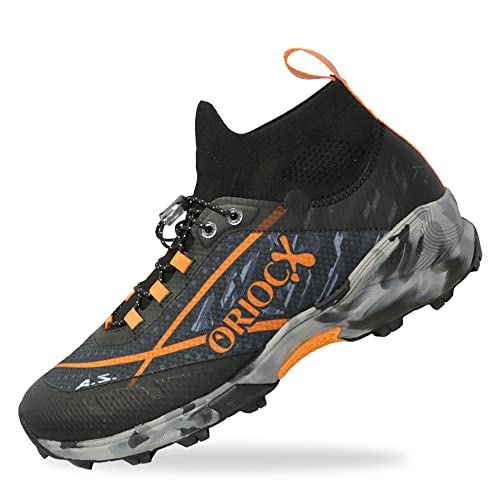 Oriocx ETNA 21 Pro Trail-Laufschuhe, geeignet für Canicross, Swimrun und Hindernisrennen, Unisex, BLACK ORANGE, 44 EU