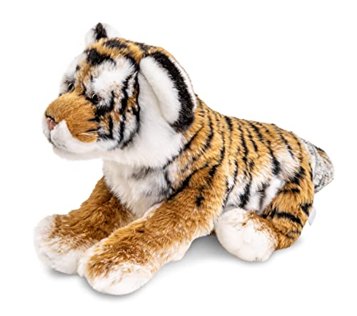 Uni-Toys - Tiger Junges, liegend - 33 cm (Länge) - Plüsch-Wildtier - Plüschtier, Kuscheltier