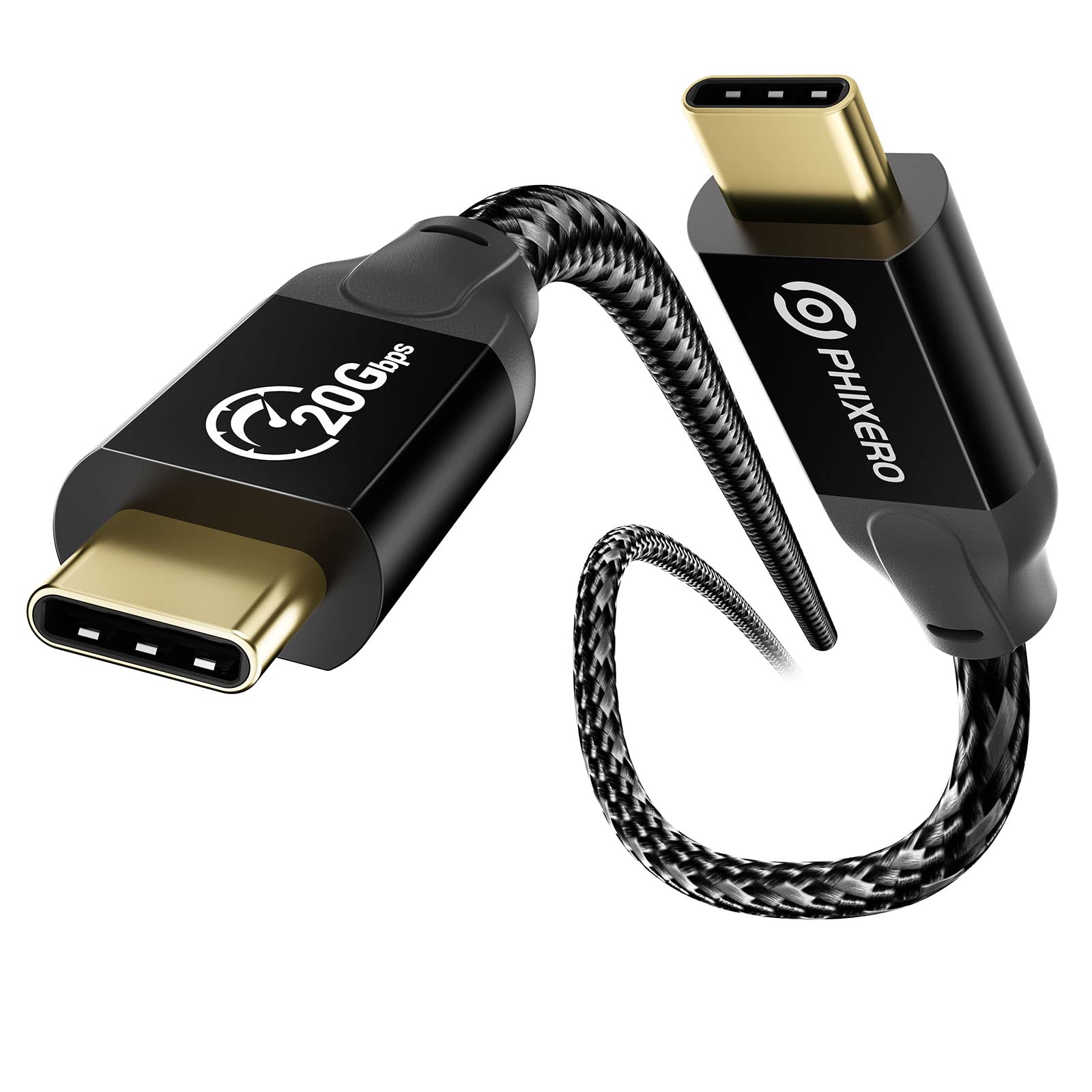 PHIXERO USB C auf USB C Kabel 100W (20Gbps) USB C Kabel 3.2 Gen 2x2 mit 4K Videoausgang, kompatibel mit MacBook Pro Thunderbolt 3, Samsung Galaxy S22/21/20, iPad Pro (3M, Gerade)