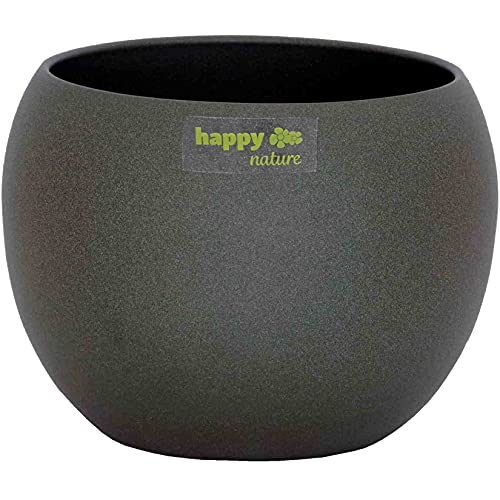 Happy Nature Keramik Blumentopf Madeira dunkel grau Struktur Kugel Ø 25,0 cm H 19,5 cm