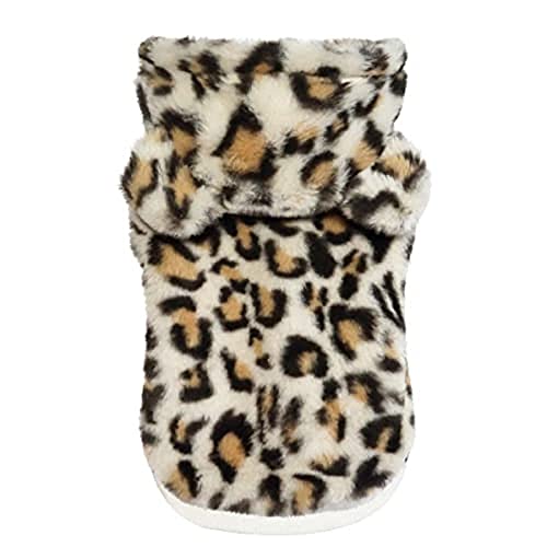Croci Sweatshirt für Hunde mit Guepard-Kapuze, Rückengröße 35 cm, Öko-Fell, verstellbar mit Klettverschluss, mit Gummizug und Loch für Leine und Geschirr, Leopardenfarbe