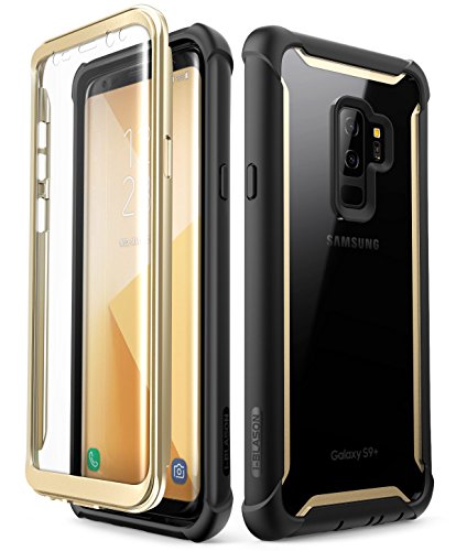 i-Blason Hülle für Samsung Galaxy S9 Plus Case 360 Grad Handyhülle Bumper Case Robust Schutzhülle Clear Cover [Ares] mit integriertem Displayschutz, Gold
