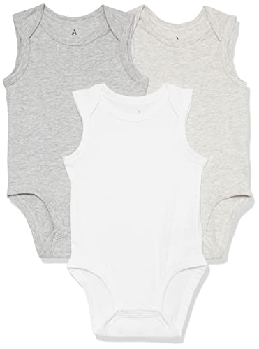 Amazon Aware Unisex Baby Ärmelloser Body Baumwoll-Stretchjersey, 3er-Pack Heather Grey, 18 Monate