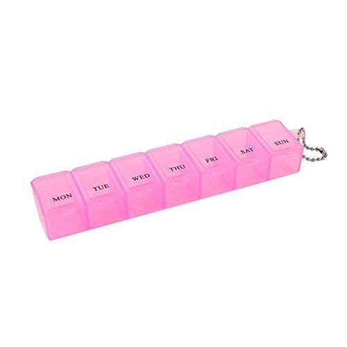 Pill Box Plastic Weekly Pill Organizer 7 Day Pill Box Case Food Grade Plastic Pill Boxs, Pink