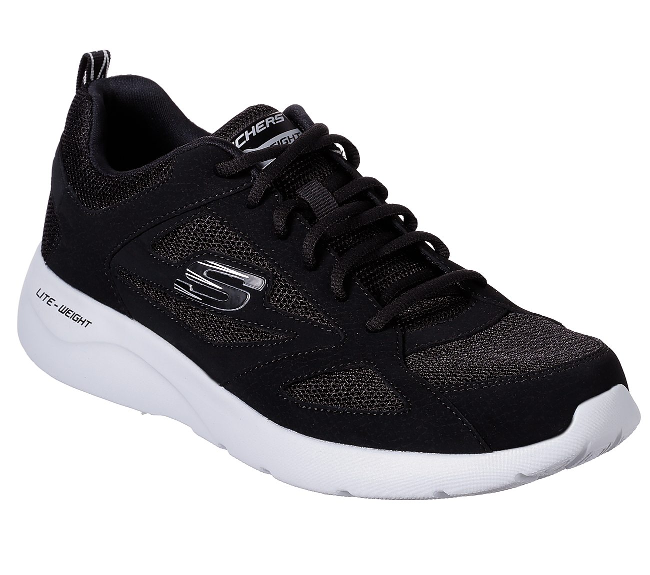 SKEAJ|#Skechers Herren Dynamight 2.0-fallford Sneaker, (Black Leather/Mesh/Pu/Trim Blk), 42 EU