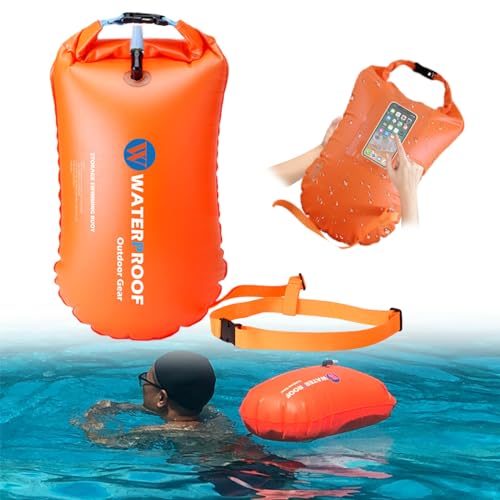 SAMIQU 20L Wasserdichte Schwimmboje - Boje Float für Schwimmer, Kajakfahrer und Schnorchler mit verstellbarem Hüftgurt - Hohe Sichtbarkeit Schwimmen Sicherheit Float mit Trockentasche und Aufbewahrung