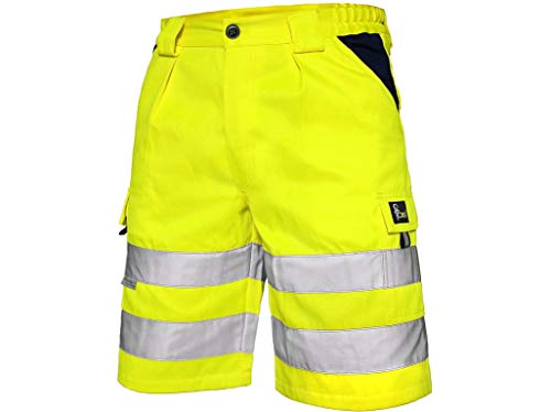 CXS Arbeitsshorts Norwich high Visible, Warnschutz Shorts Visible, Kurze Arbeitshose in Signalfarbe, Kurze Warnschutzhose mit Reflektionsstreifen, Gelb, 62