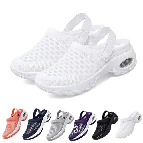 VERBANA Orthopedic Clogs for Women, Women's Orthopedic Clogs with Air Cushion Support to Reduce Back and Knee Pressure (42,White)