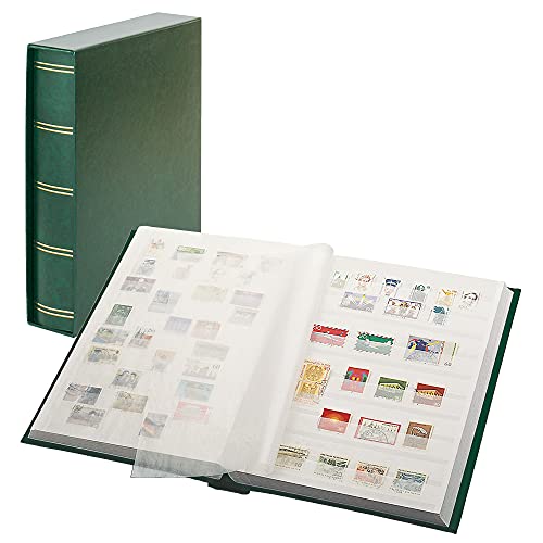 Lindner 1162SK-G Einsteckbuch Elegant Grün, mit 60 Weißen Seiten und Passender Schutzkassette