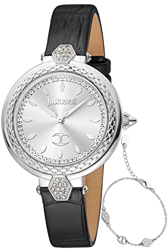 Just Cavalli Damen Analog Quarz Uhr mit Leder Armband JC1L205L0015