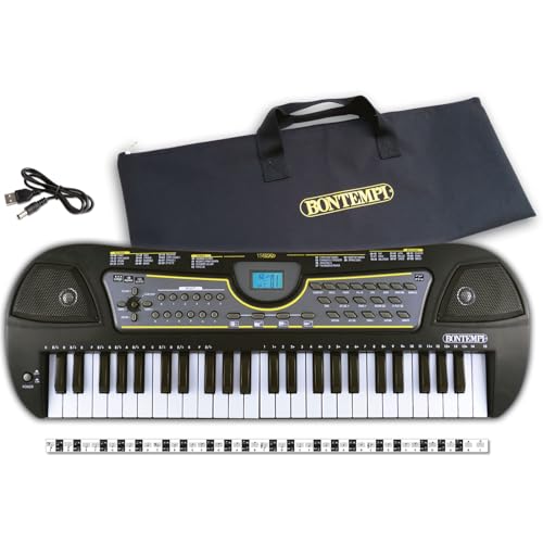 Bontempi 154909 Digitales Keyboard. 49 Midi-Tasten C-C, Schwarz/Weiß