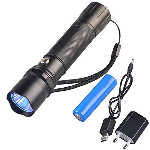 Taschenlampe Leistungsstarke Ultraviolett-Licht-Fackel USB RECHARGEABLE LED Geld erkennen UV Taschenlampe UV 365NM