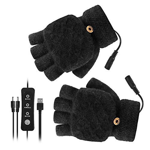 Unisex USB Beheizte Handschuhe Winter Elektrische Heizhandschuhe Fäustling 3 Temperatureinstellungen Warme Laptop-Handschuhe für Damen Herren Beste Winter Geschenk Wahl