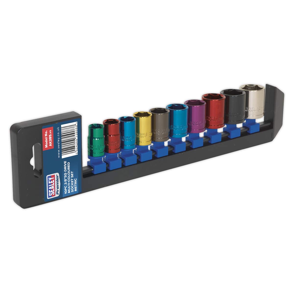 Multi-Coloured Socket Set 10pc 3/8"Sq Drive 6pt WallDrive® Metric