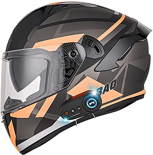 Integralhelm Mit Bluetooth Integriert Herren,Fullface Helm Anti-Fog-doppelvisier Motorradhelm Klapphelm Geschlossenen ECE Genehmigt Rollerhelm Belüftung Für Damen Herren (Color : C, Größe : 2XL)
