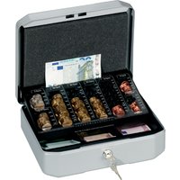 Durable 178257 Geldkassette Euroboxx (mit 2 Schlüsseln, inkl. Zählbrett und Geldscheinfächern) silbergrau