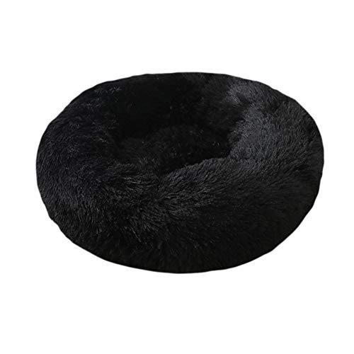 GUOCU Haustierbett Doughnut Form Klein Hund Bett Rundes Plüsch Katzenbett Hundehaus Welpen Tragbare Warme Weiche Bequeme Hundehütte,Schwarz,4XL:110cm