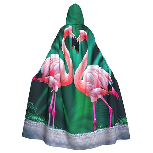 SSIMOO Zwei Flamingos Erwachsene Kapuzenumhang Unisex Halloween Kostüm Party Umhang geeignet für Cosplay Karneval