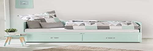 Miami ausziehbares Tagesbett, Holz, Mint metallic, 204.2 x 94 x 70 cm