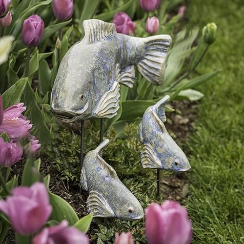 Fisch im Garten, Keramik-Garten-Koi, Garten-Koi-Harz-Handwerk, Koi-Fisch-Statue im Freien, Skulptur für Garten-Rasen-Teich-Verzierung im Freien (3 Pcs Gray)