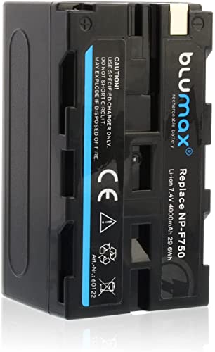 Blumax Akku kompatibel mit Sony NP-F750 / NP-F550 / NP-F970 / NP-F960 / NP-F570 | 4000mAh - (Blackmagic NP-F570) - auch für Diverse Blitzgeräte Videoleuchten Fieldmonitore