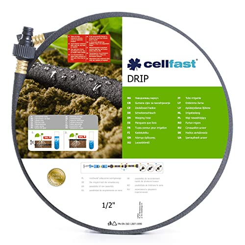 Cellfast Drip Tropfschlauch Perlschlauch Verflüssingungsschlauch Bewässerungsschlauch für Sparsame und Präzise Bewässerung (1/2" 30m)