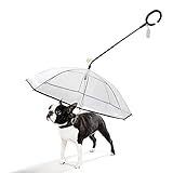 Rubyu Hund Transparente Regenschirm Pet Umbrella Skalierbar wasserdichte Hundeschirm Welpen mit Leine und Kette für Spazierender Hund in Verregneten Tagen Durchmesser 64 cm