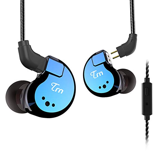 Kinboofi TRN V80 Hi-Fidelity-Stereo-Bass-Kopfhörer, 2 symmetrische Armaturen und 2 dynamische Treiber, In-Ear-Kopfhörer, Metall-Headset mit Fernbedienung, abnehmbares 2-poliges Kabel (Blau mit