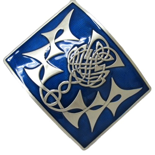 Glen Esk - Herren Gürtelschnalle für Kilt-Gürtel - traditioneller irischer oder schottischer Stil - Blaue Emaille-Optik