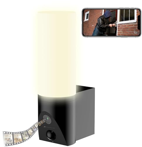 VisorTech Überwachungskameras WLAN: LED-Außenwandleuchte & WLAN-2K-Kamera, PIR, Nachtsicht, App, IP65 (Überwachungskameras außen WLAN, Überwachung Kamera außen WLAN)