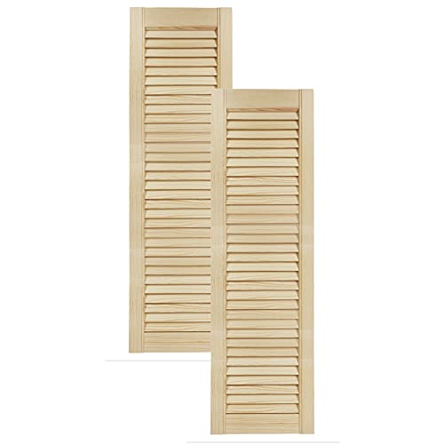 DecoMeister Lamellentür Holz Möbeltür Lamellentüren Kiefer Möbelfront unbehandeltes Kieferholz Schranktür Kleiderschrank offene Lamellen 294x993 mm 2-er Pack Massivholz natürliche Maserung