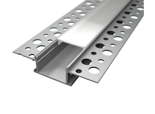 LED Aluminium Profil Unterputz Leiste Rigips Trockenbau 2M Lang für LED-Streifen Profil T1 mit Abdeckung satiniert