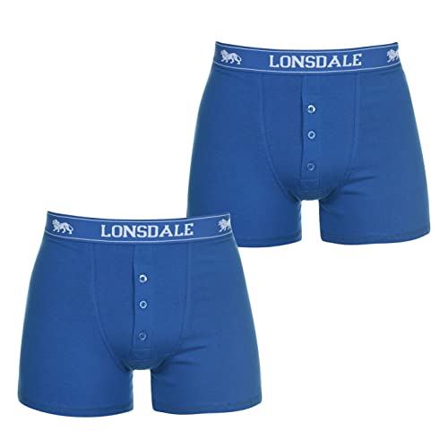 Lonsdale Herren 2 Stück Boxer Unterhose Blau Medium