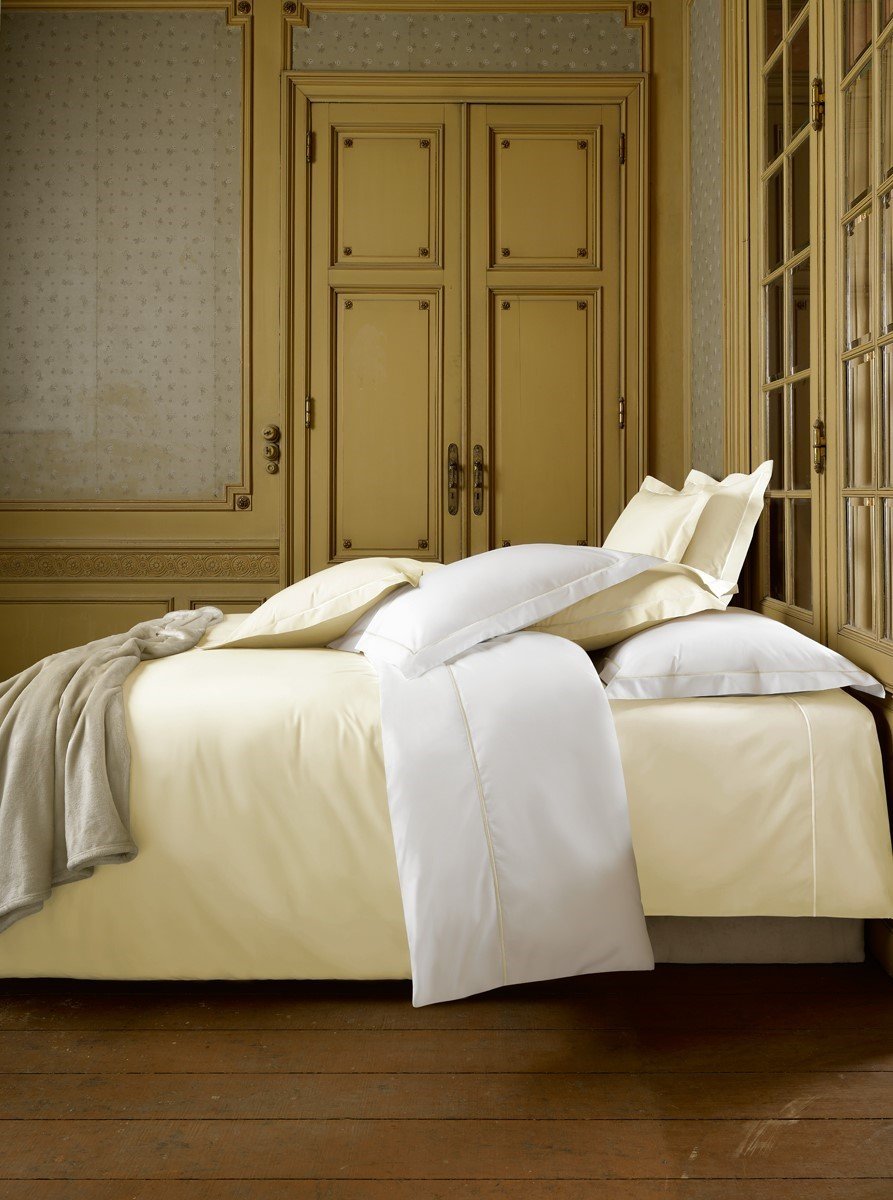 De Witte Lietaer Bumblebee Luxus-Bettwäsche-Set, Perkal, Bettbezug + Kissenbezüge, Baumwolle, Weiß/Ivory, 240 x 220 cm