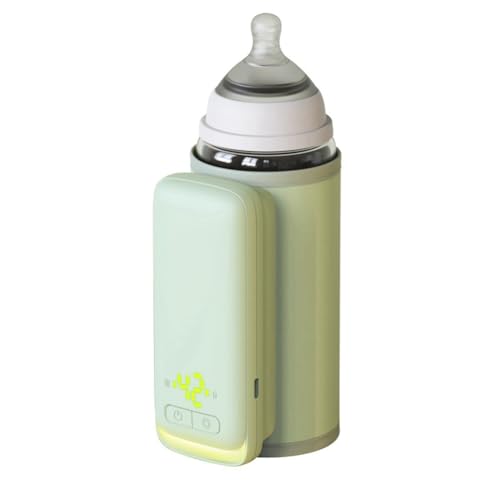 PAPAPI Flaschenheizmantel, 6-Stufige Einstellung, Temperaturanzeige, Nachtlicht, Beleuchtung, Tragbarer Babyflaschenheizer, 6000 A